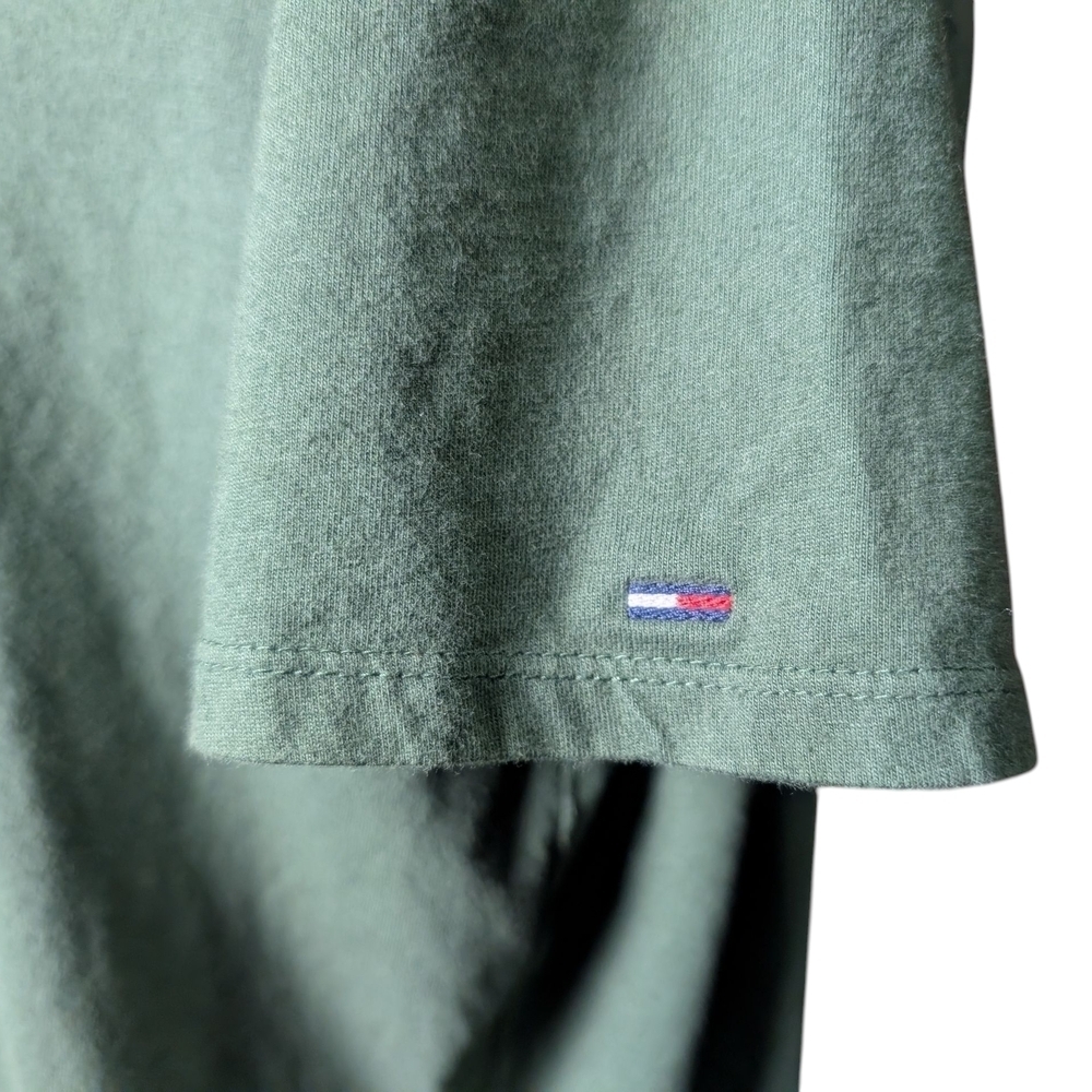 Tommy Hilfiger Retro Olive Green Logo Short Sleeve Tee Men's Large 90s 00s EUC - Picture 5 of 11